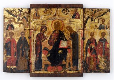 La Deesis (Intercesión) flanqueada por santos de Unbekannt Unbekannt